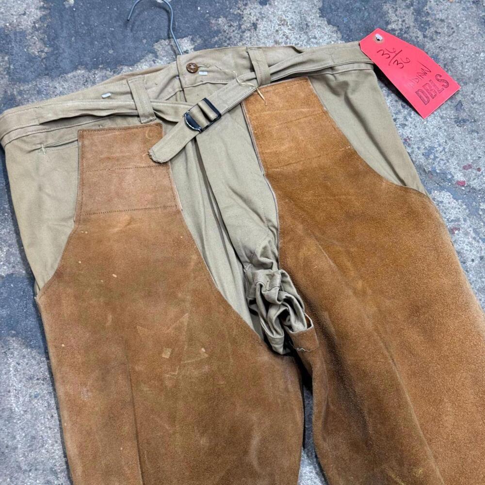 Vintage 1940s 50s Genuine Suede Western Film Costume Chap Bellbottom Trousers - Picture 4 of 8
